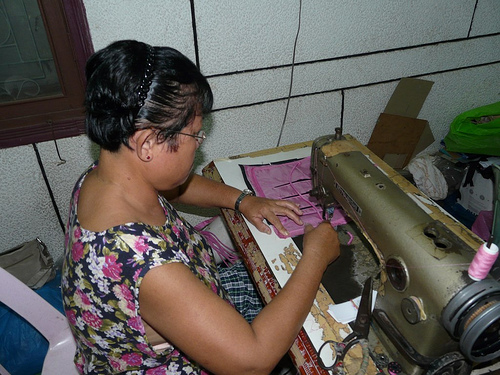Seamstress at work