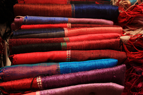 Raw silk scarves